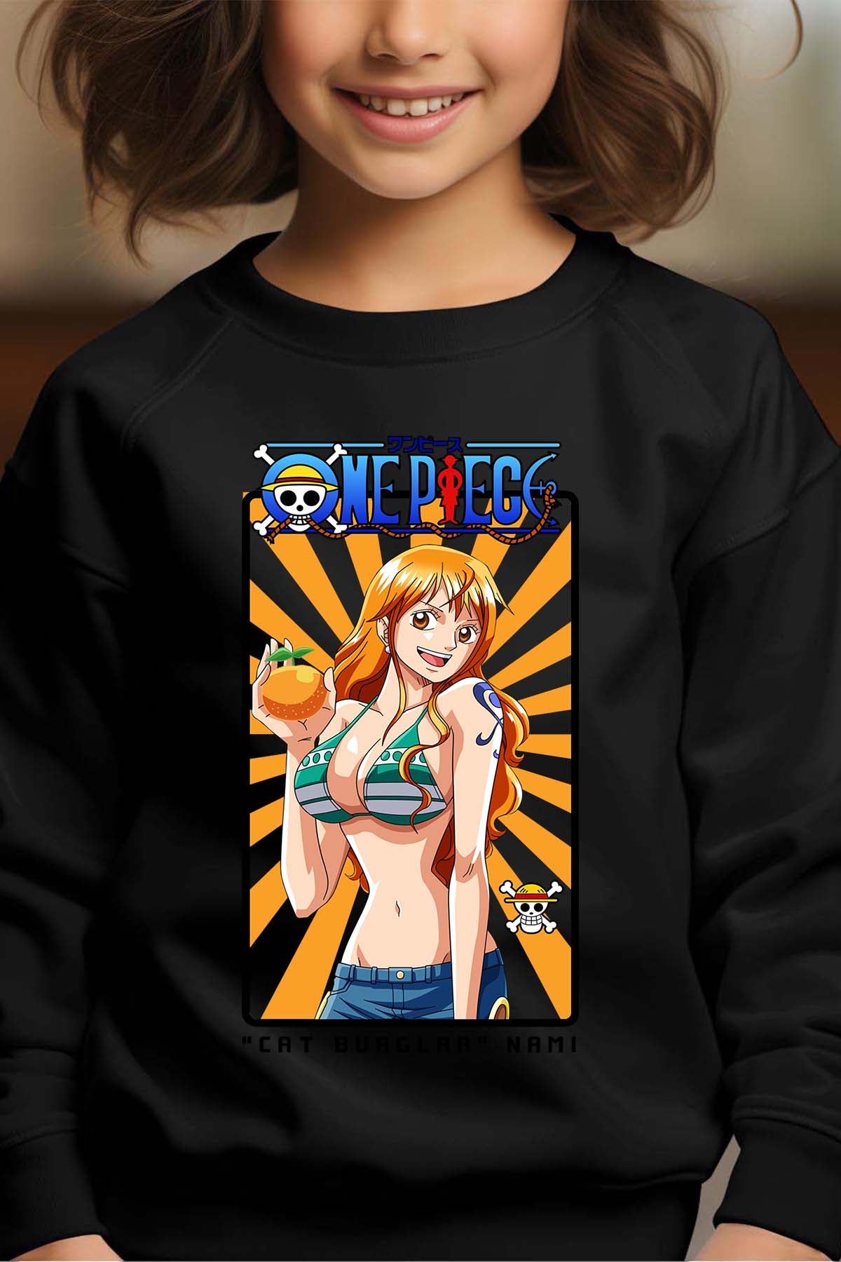 COULEUR:Noir|Sweat Col Rond Fille | Card NAMI 01 Noir