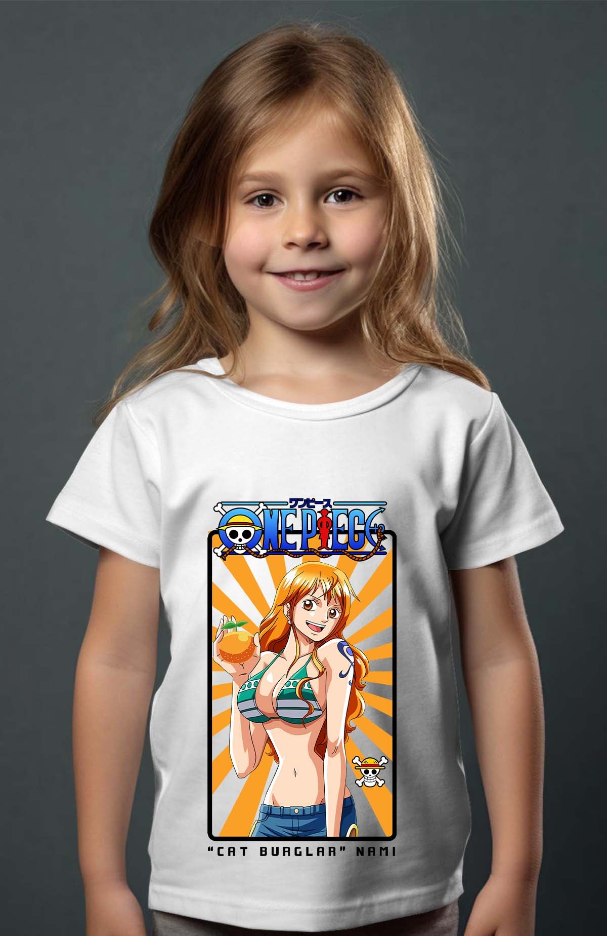 COULEUR:Blanc|T-shirt Fille | Card NAMI 01 Blanc
