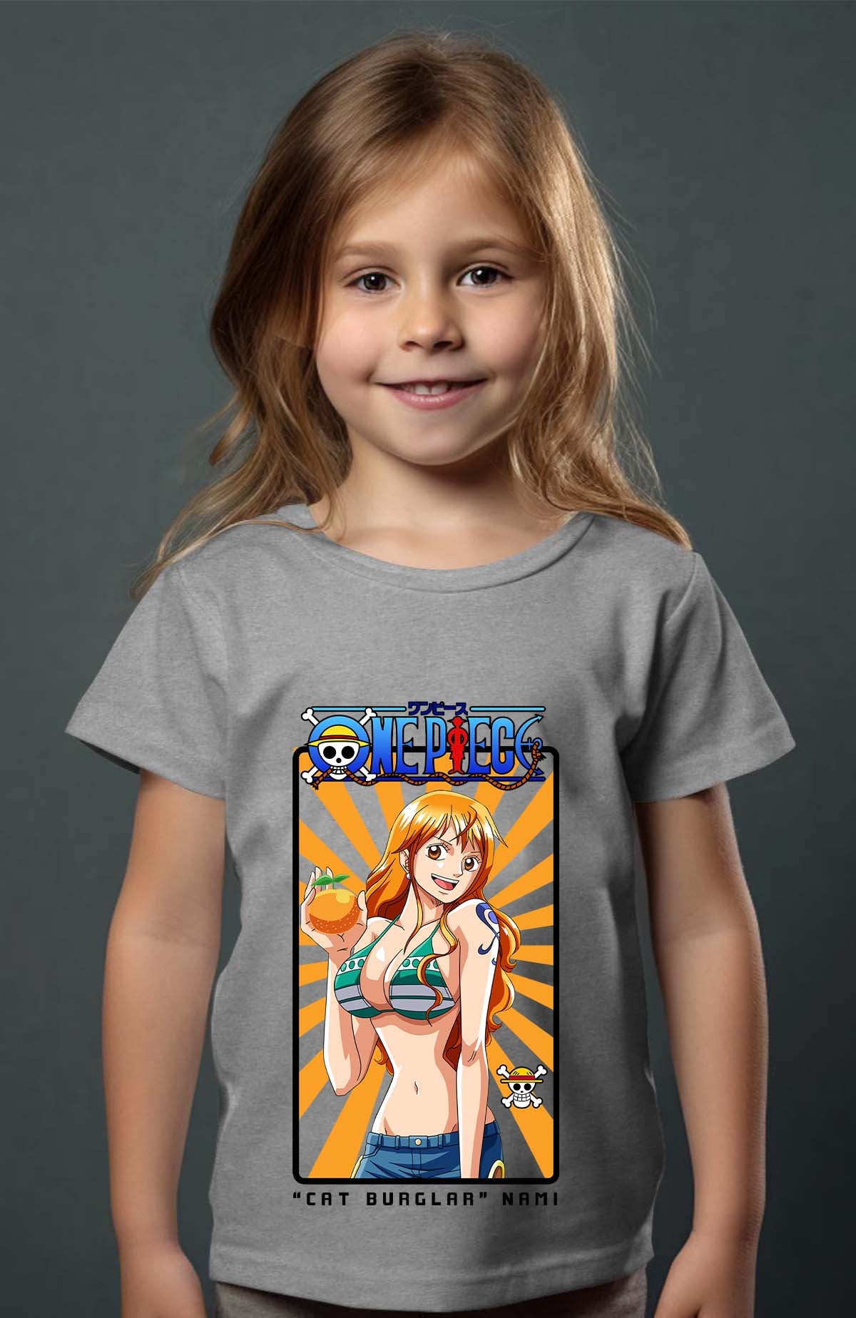 COULEUR:Gris|T-shirt Fille | Card NAMI 01 Gris
