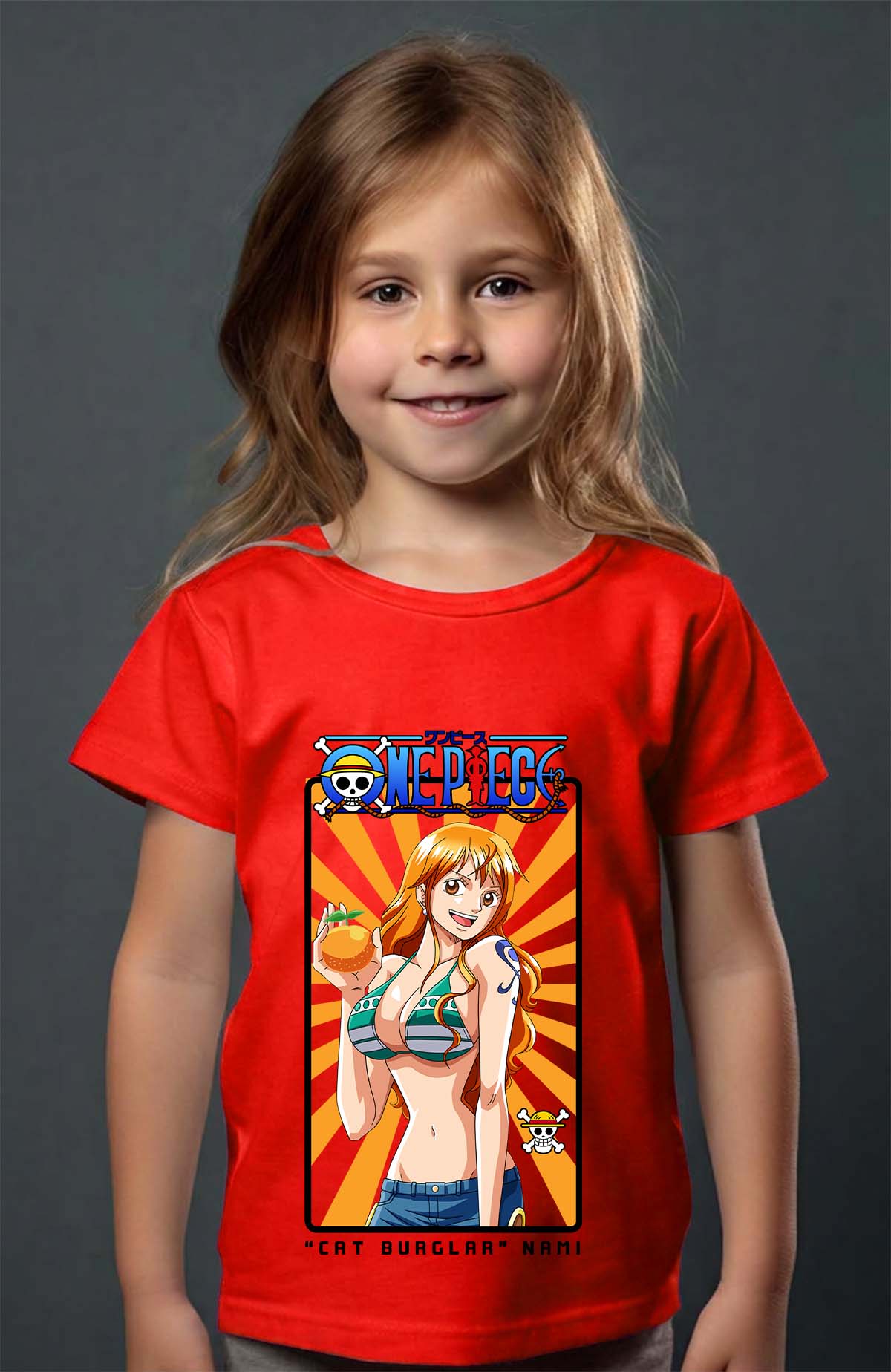 COULEUR:Rouge|T-shirt Fille | Card NAMI 01 Rouge