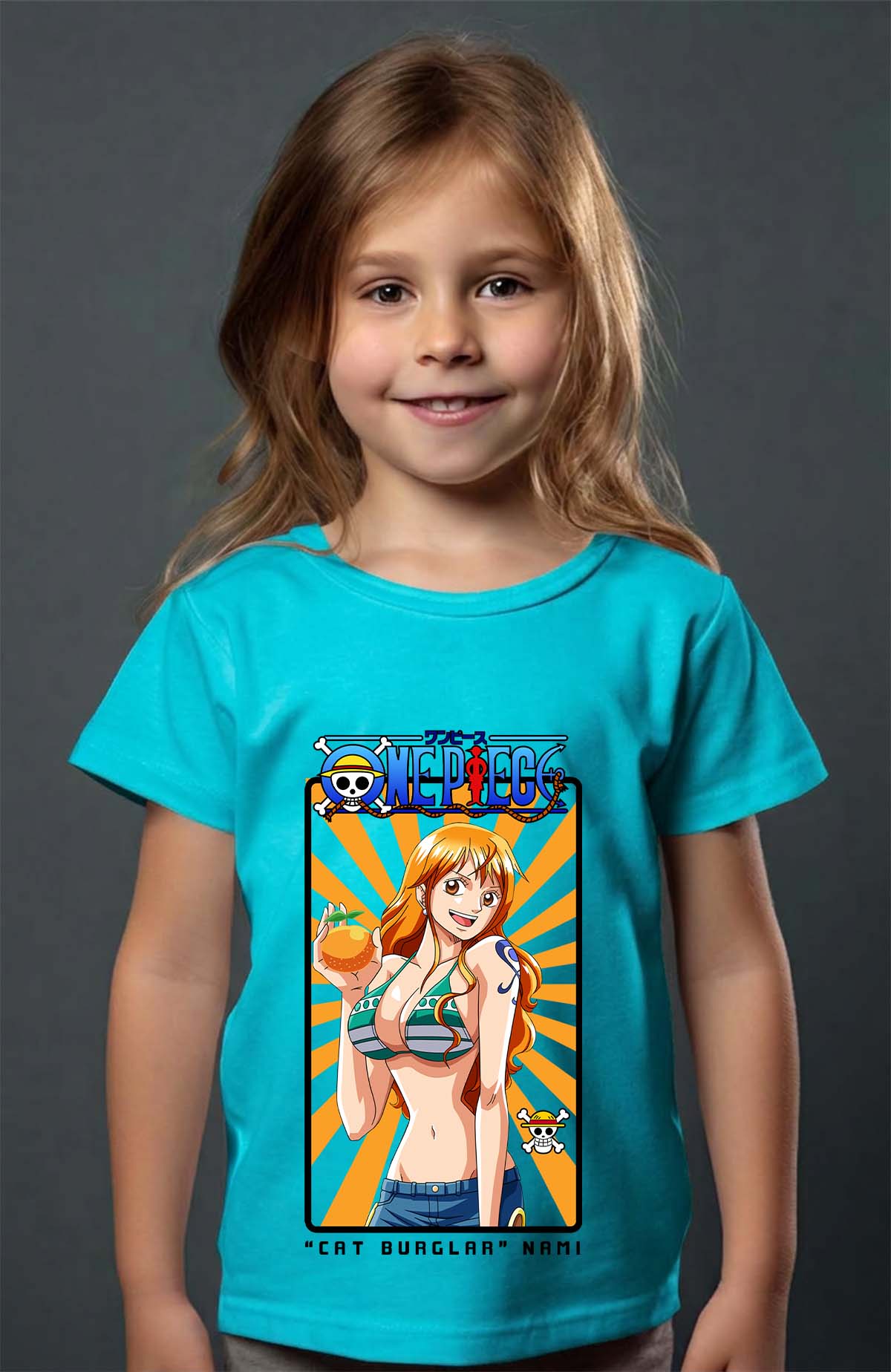 COULEUR:Turquoise|T-shirt Fille | Card NAMI 01 Turquoise