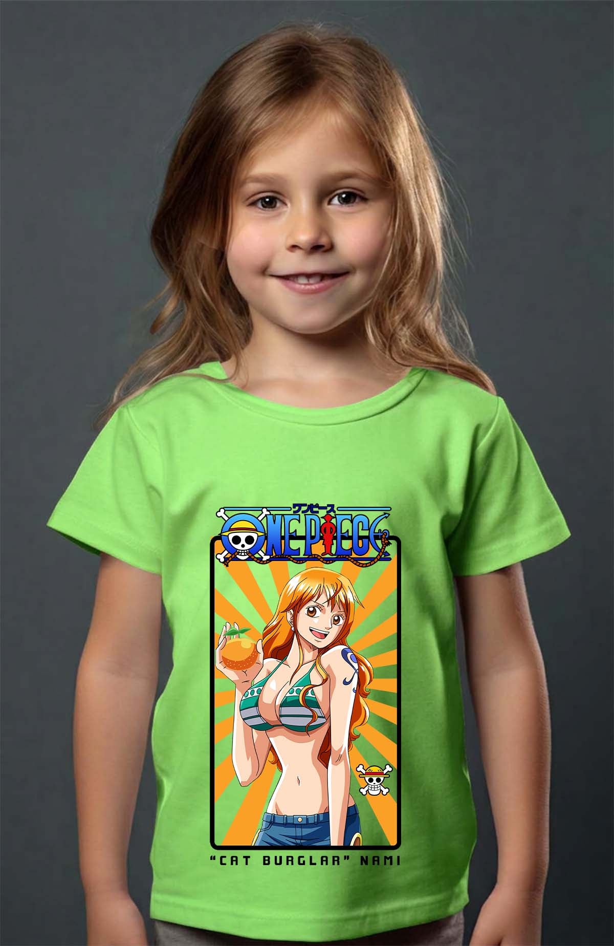 COULEUR:Vert Clair|T-shirt Fille | Card NAMI 01 Vert Clair