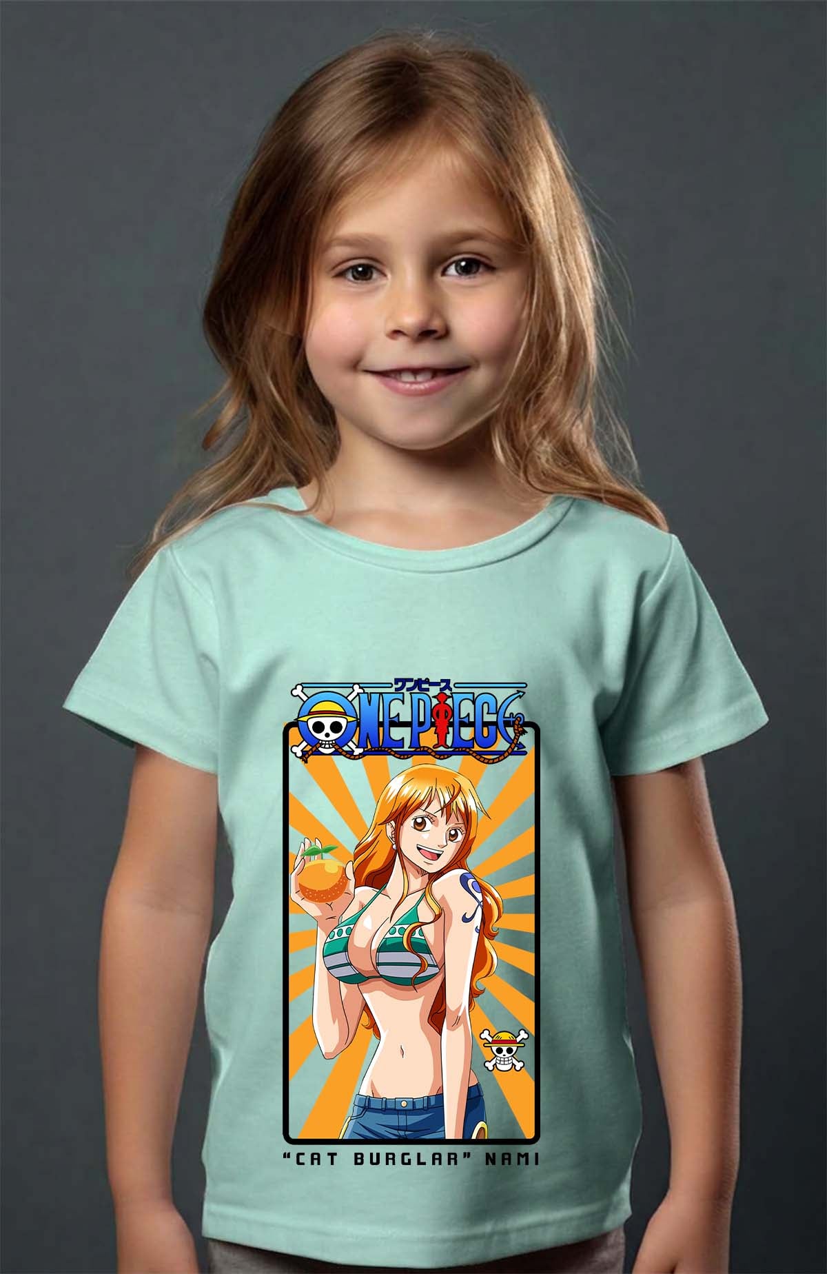 COULEUR:Vert d'eau|T-shirt Fille | Card NAMI 01 Vert d'eau