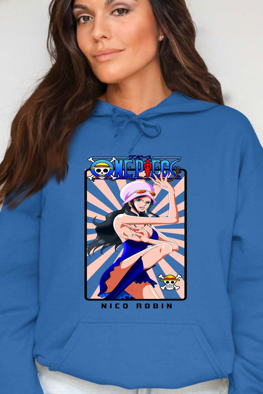 COULEUR:Bleu Roi|Sweat Capuche Femme | Card NICO ROBIN 01 Bleu Roi