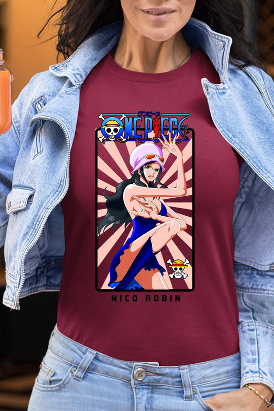COULEUR:Bordeaux|T-shirt Femme | Card NICO ROBIN 01 Bordeaux