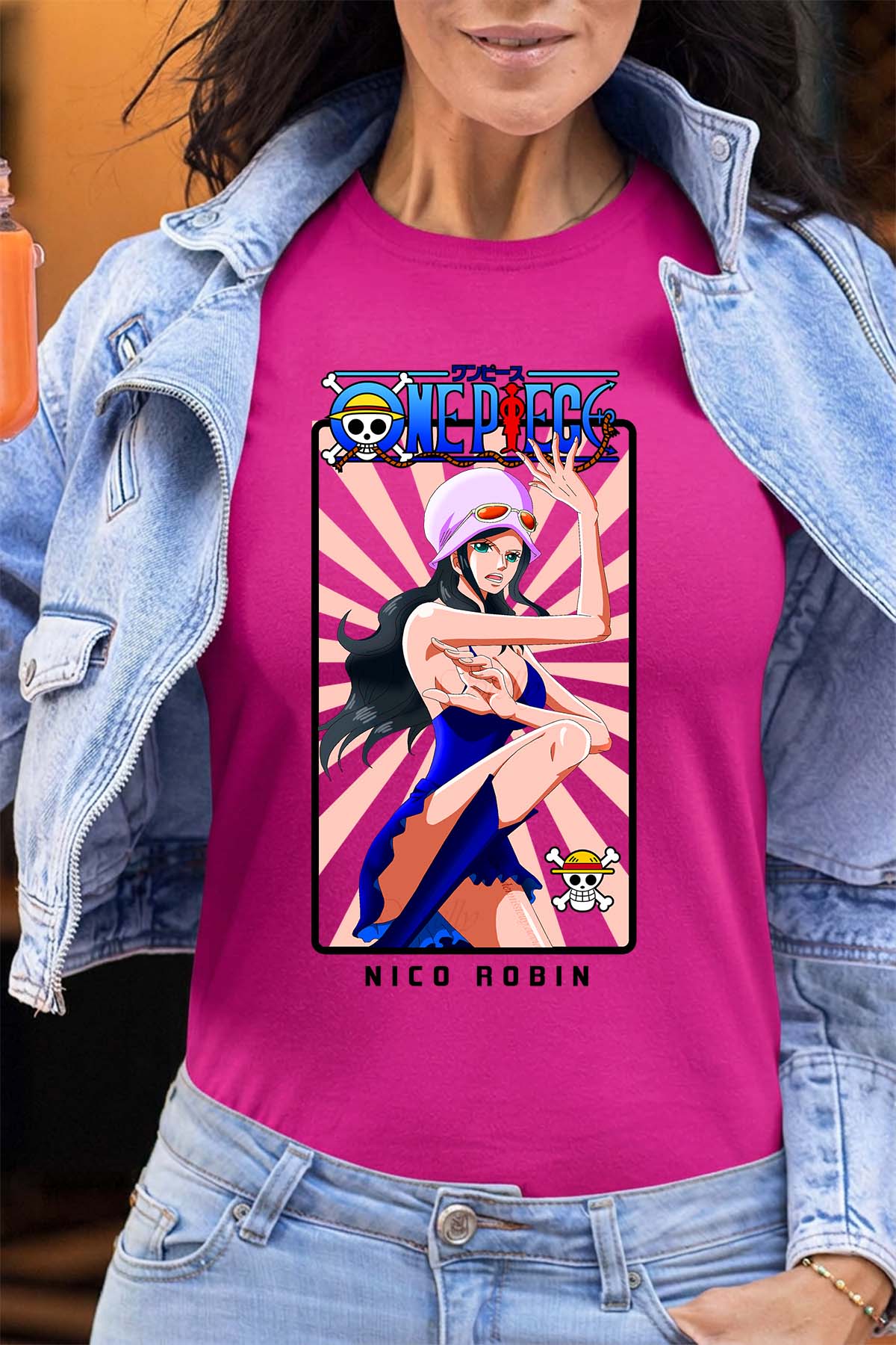 COULEUR:Fuchsia|T-shirt Femme | Card NICO ROBIN 01 Fuchsia