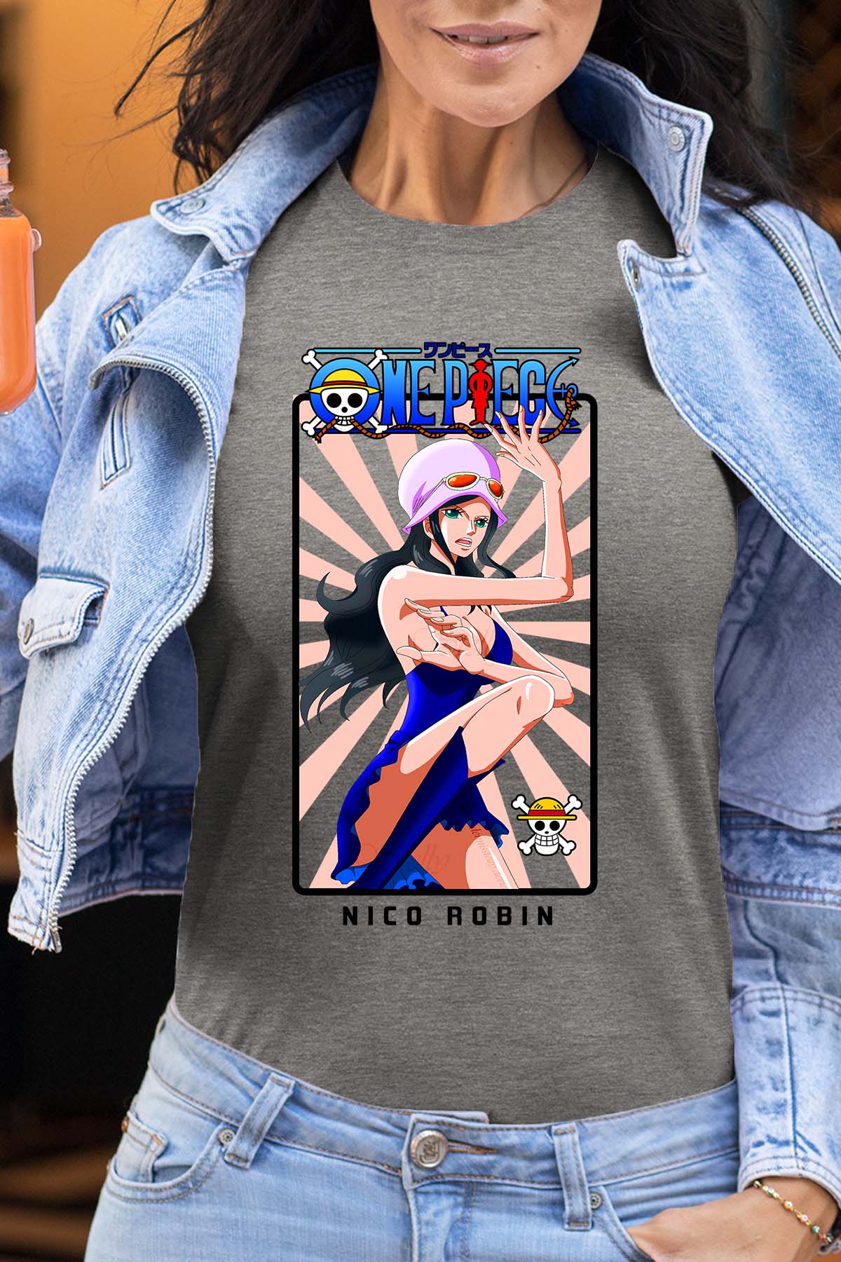 COULEUR:Gris|T-shirt Femme | Card NICO ROBIN 01 Gris