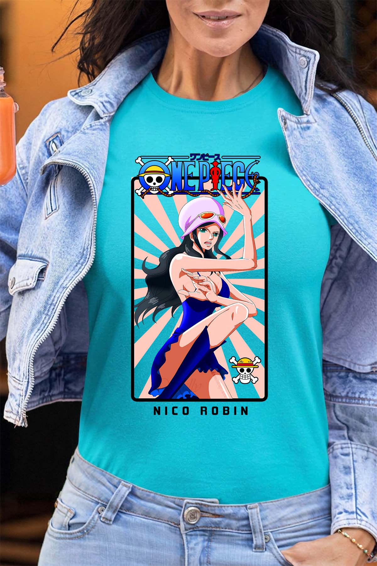 COULEUR:Turquoise|T-shirt Femme | Card NICO ROBIN 01 Turquoise