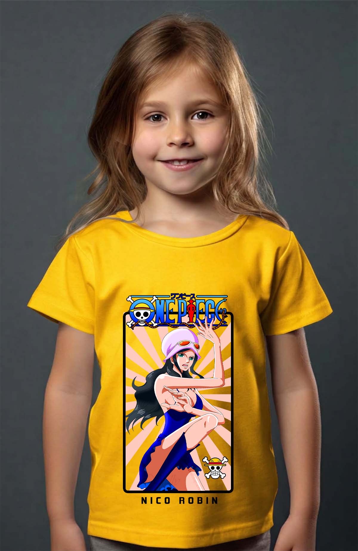 COULEUR:Jaune|T-shirt Fille | Card NICO ROBIN 01 Jaune
