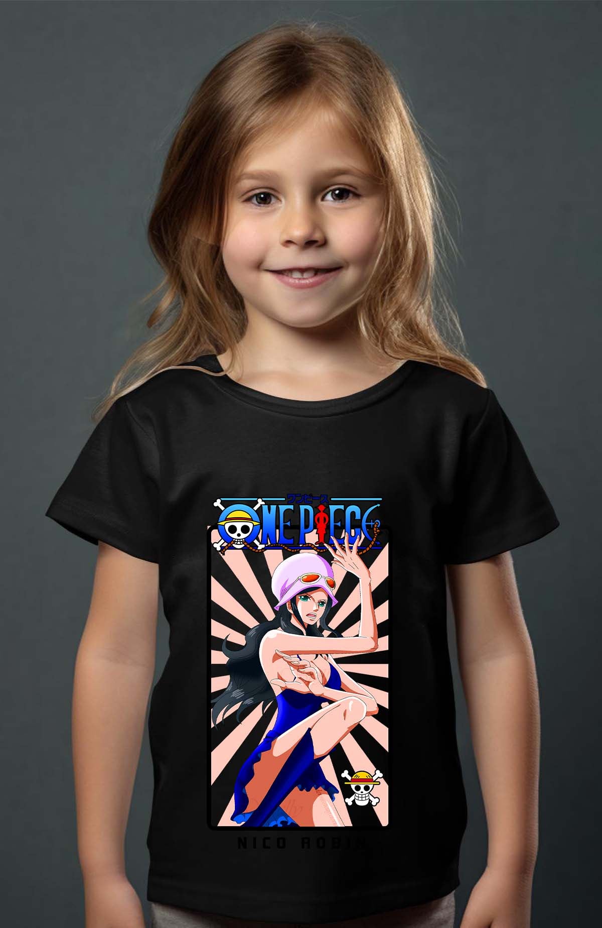COULEUR:Noir|T-shirt Fille | Card NICO ROBIN 01 Noir