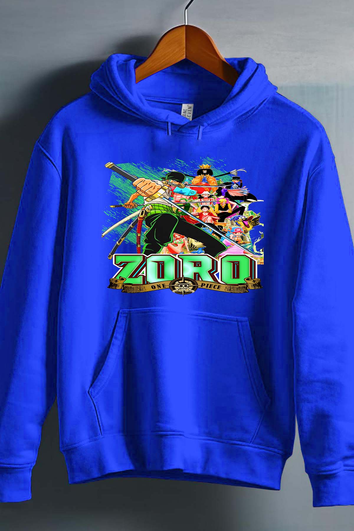 COULEUR:Bleu Roi|Sweat Capuche Garçon | Card ZORO 02 Bleu Roi