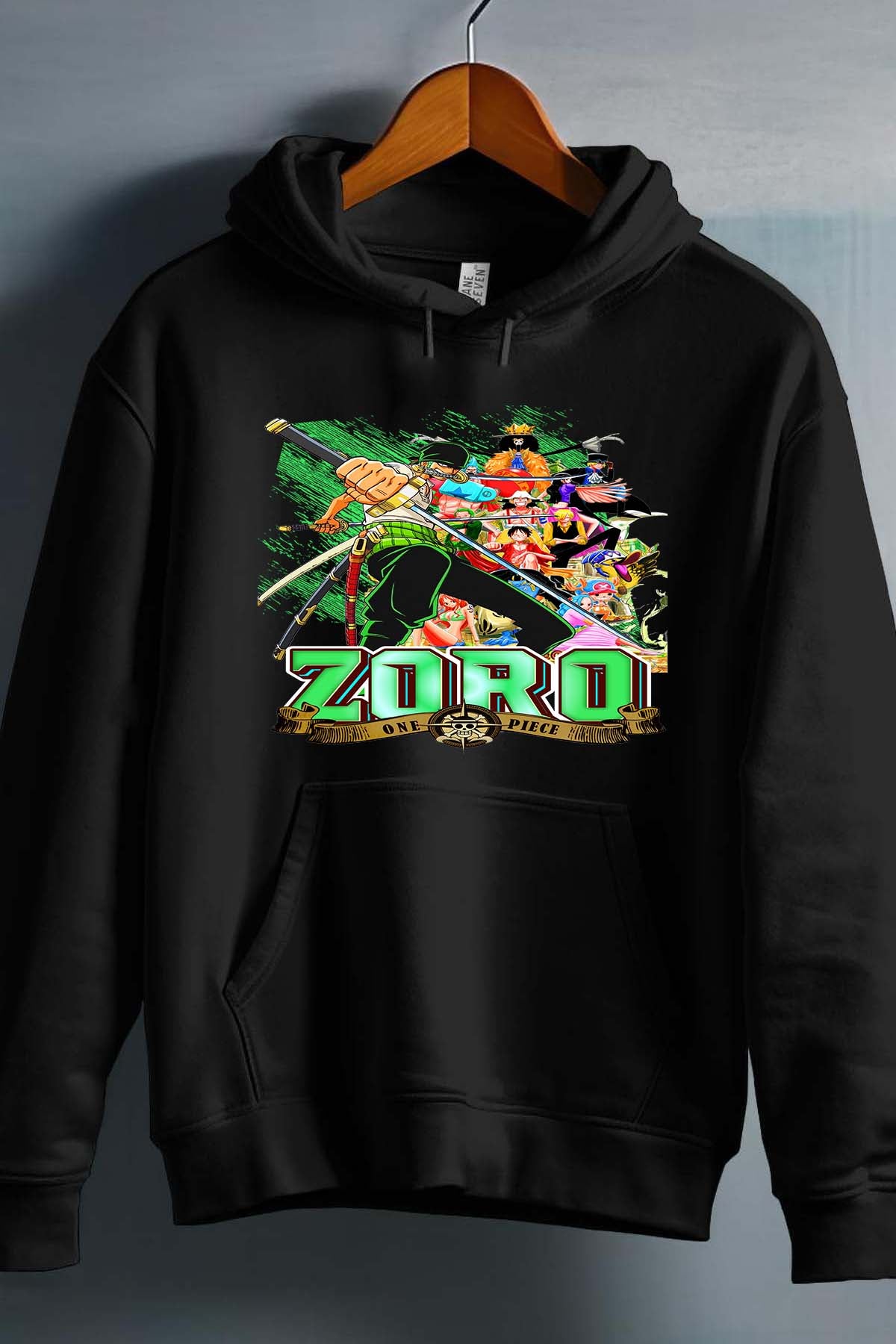 COULEUR:Noir|Sweat Capuche Garçon | Card ZORO 02 Noir