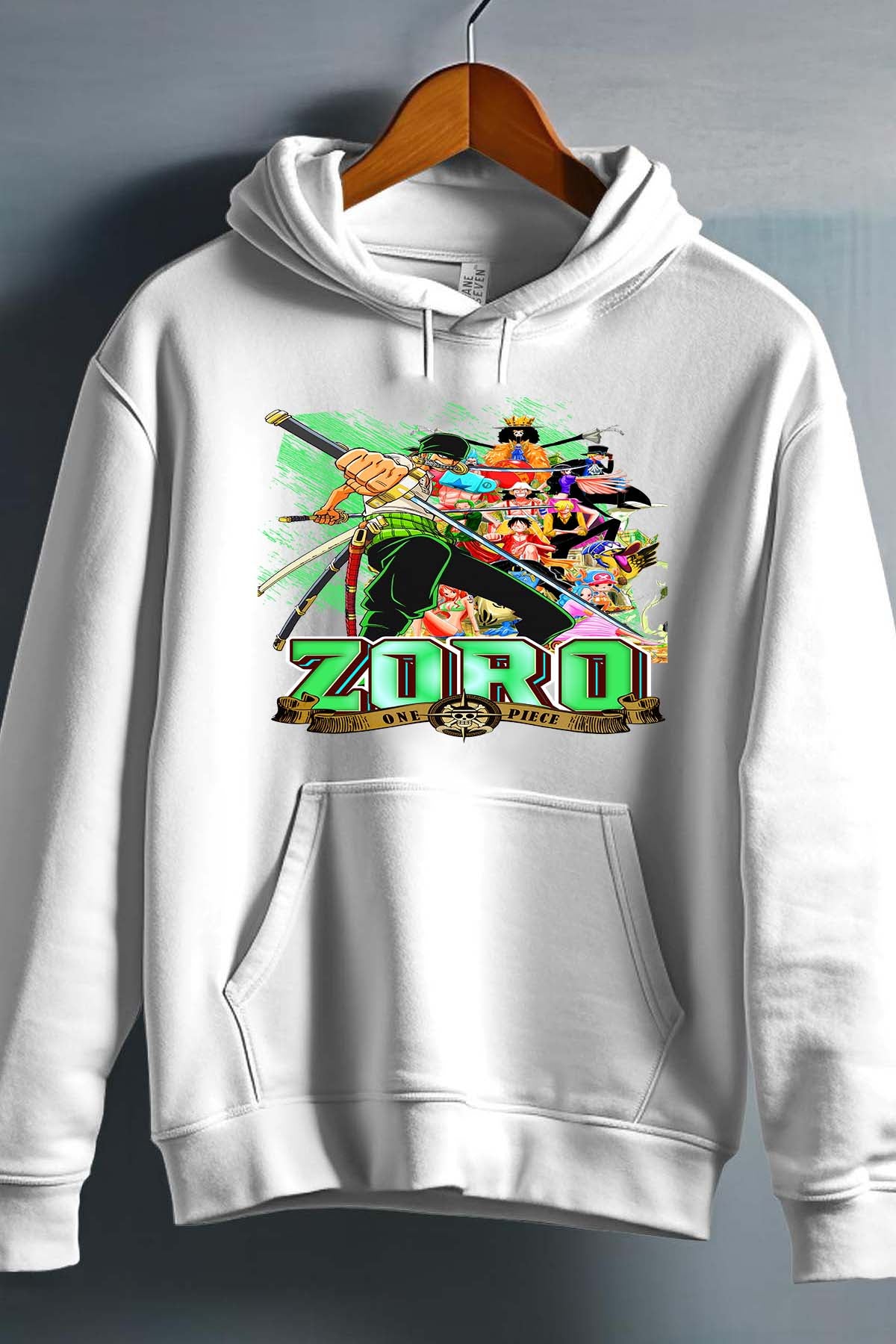 COULEUR:Blanc|Sweat Capuche Homme | Card ZORO 02 Blanc