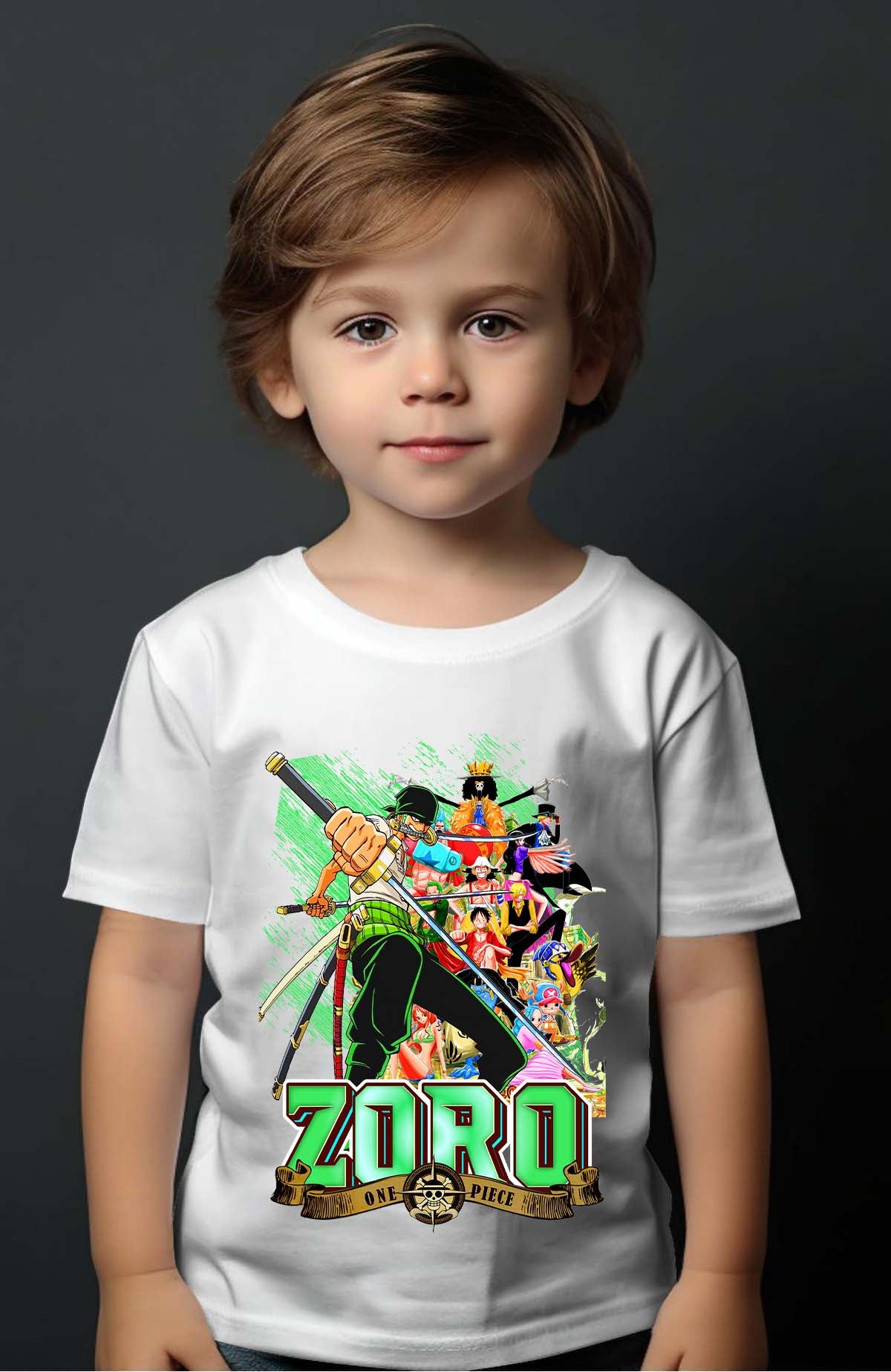 COULEUR:Blanc|T-shirt Garçon | Card ZORO 02 Blanc