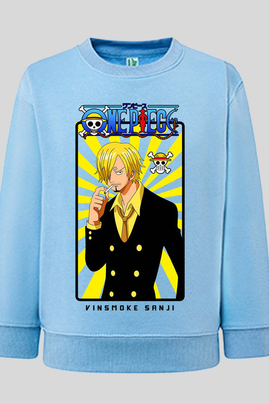 COULEUR:Bleu Ciel|Sweat Col Rond Homme | Card sanji 01 Bleu Ciel