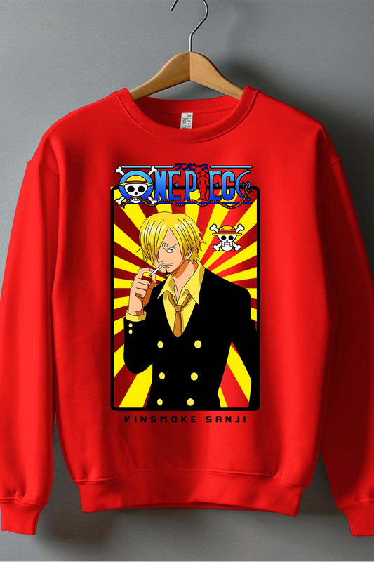 COULEUR:Rouge|Sweat Col Rond Homme | Card sanji 01 Rouge