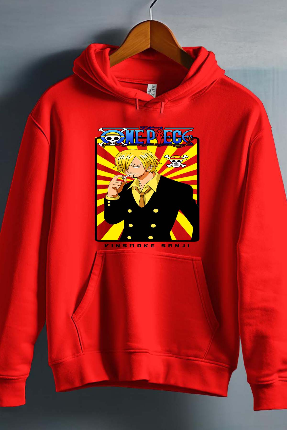 COULEUR:Rouge|Sweat Capuche Garçon | Card sanji 01 Rouge