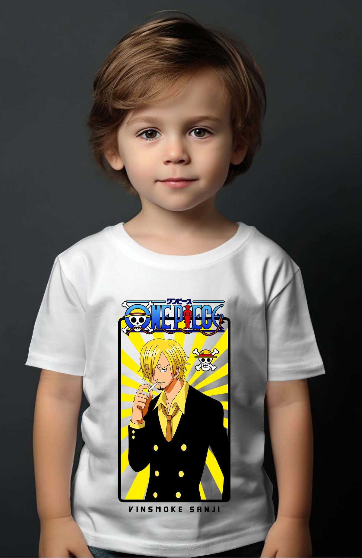 COULEUR:Blanc|T-shirt Garçon | Card sanji 01 Blanc