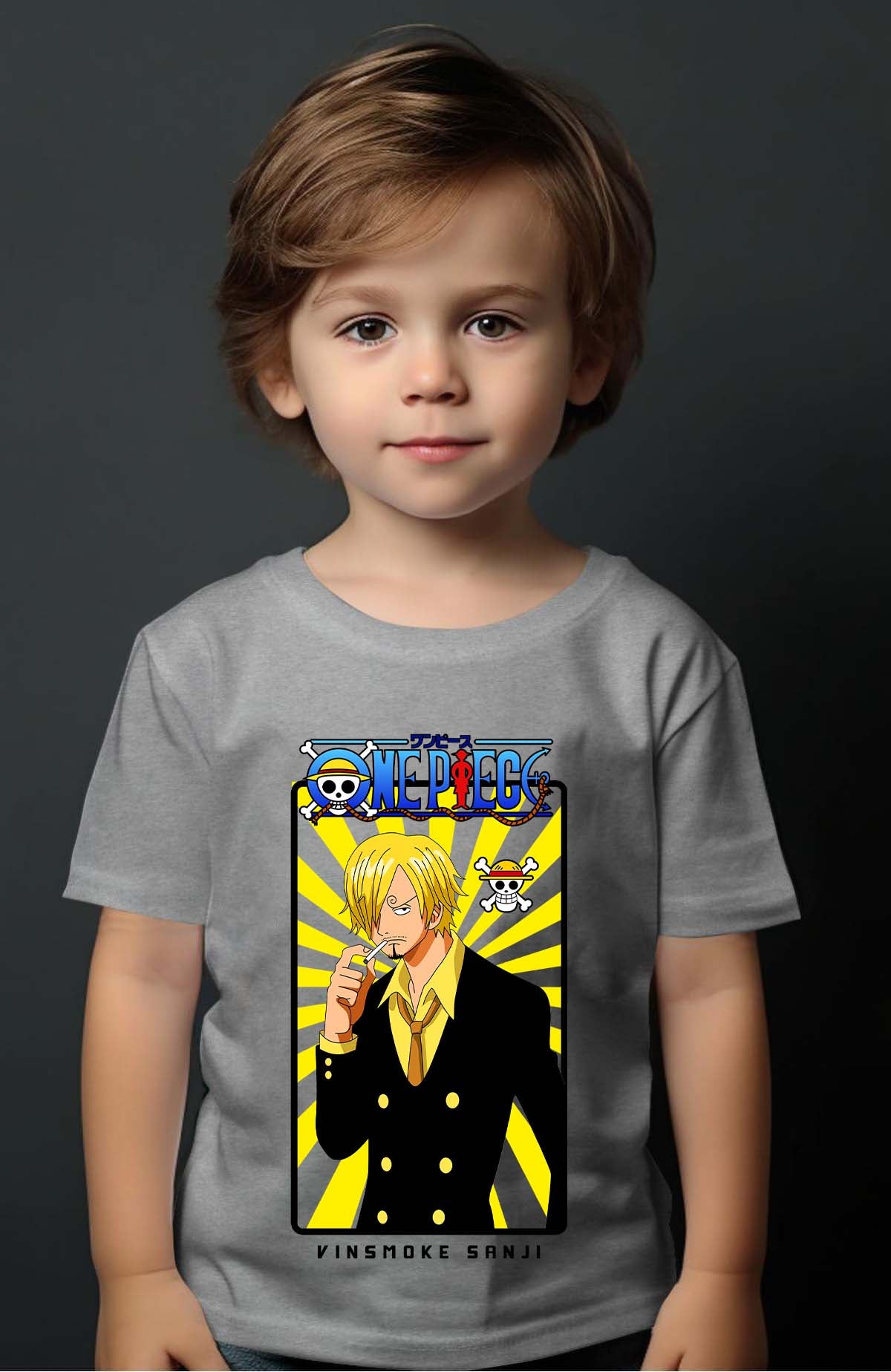 COULEUR:Gris|T-shirt Garçon | Card sanji 01 Gris