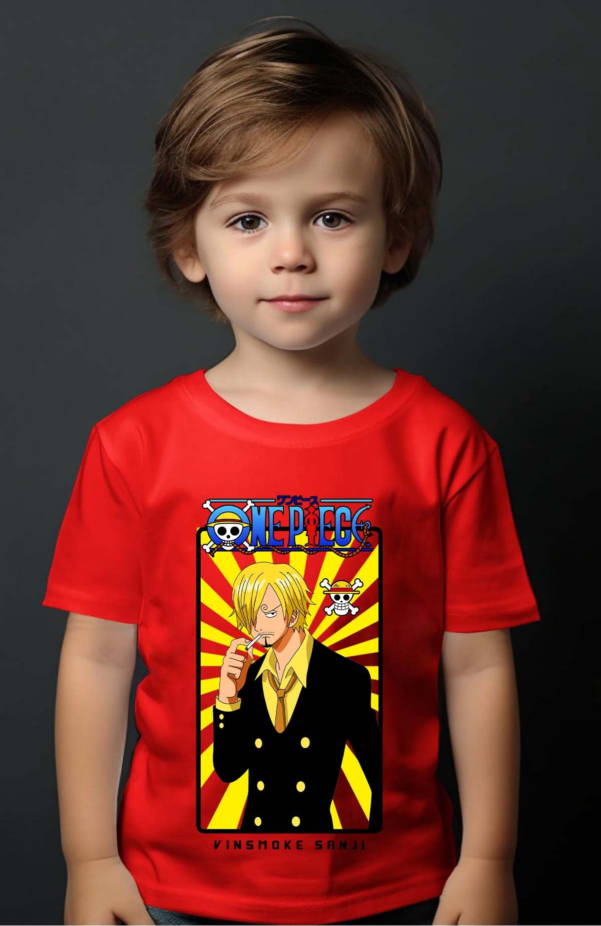 COULEUR:Rouge|T-shirt Garçon | Card sanji 01 Rouge