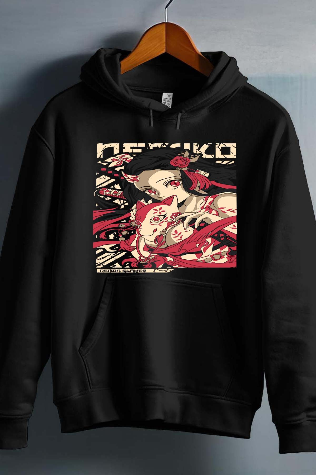 COULEUR:Noir|Sweat Capuche Garçon | Cat Nezuko Noir