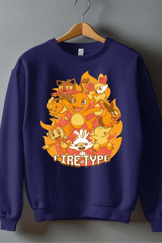 COULEUR:Marine|Sweat Col Rond Garçon | Charmander Team Marine