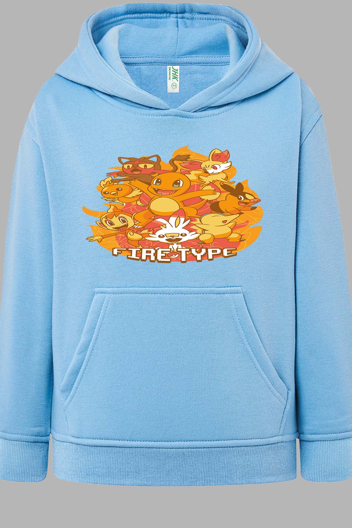 COULEUR:Bleu Ciel|Sweat Capuche Fille | Charmander Team Bleu Ciel