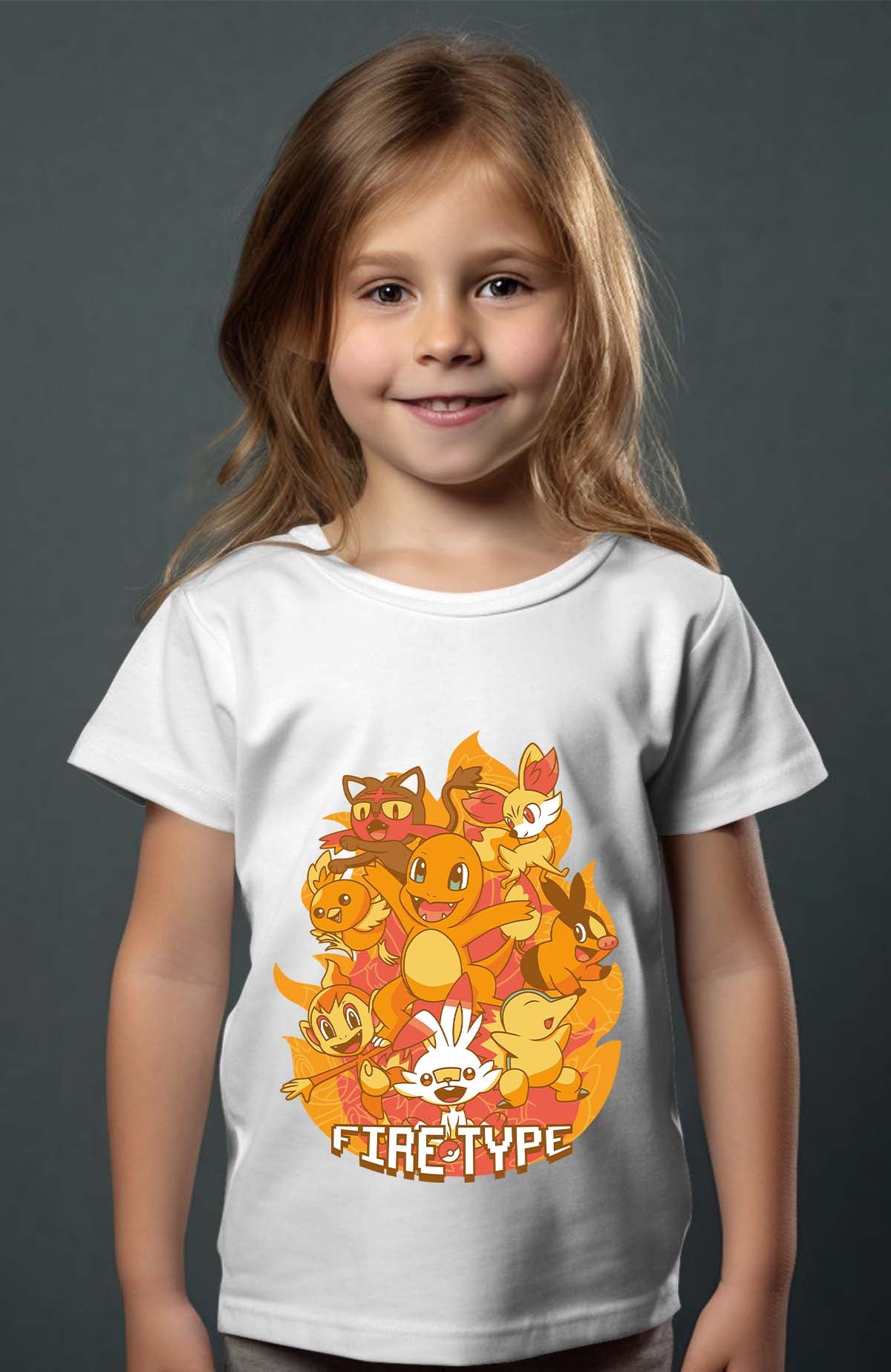 COULEUR:Blanc|T-shirt Fille | Charmander Team Blanc