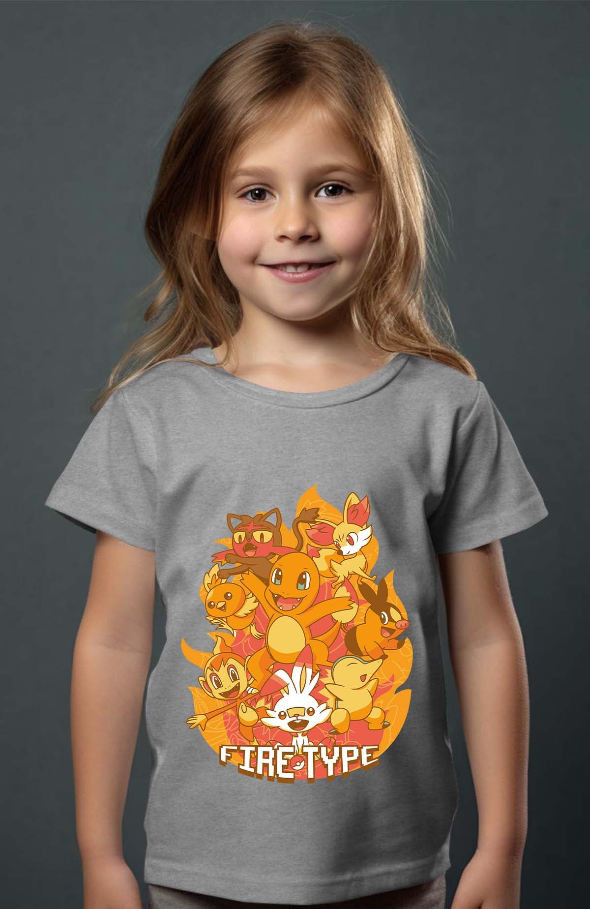 COULEUR:Gris|T-shirt Fille | Charmander Team Gris