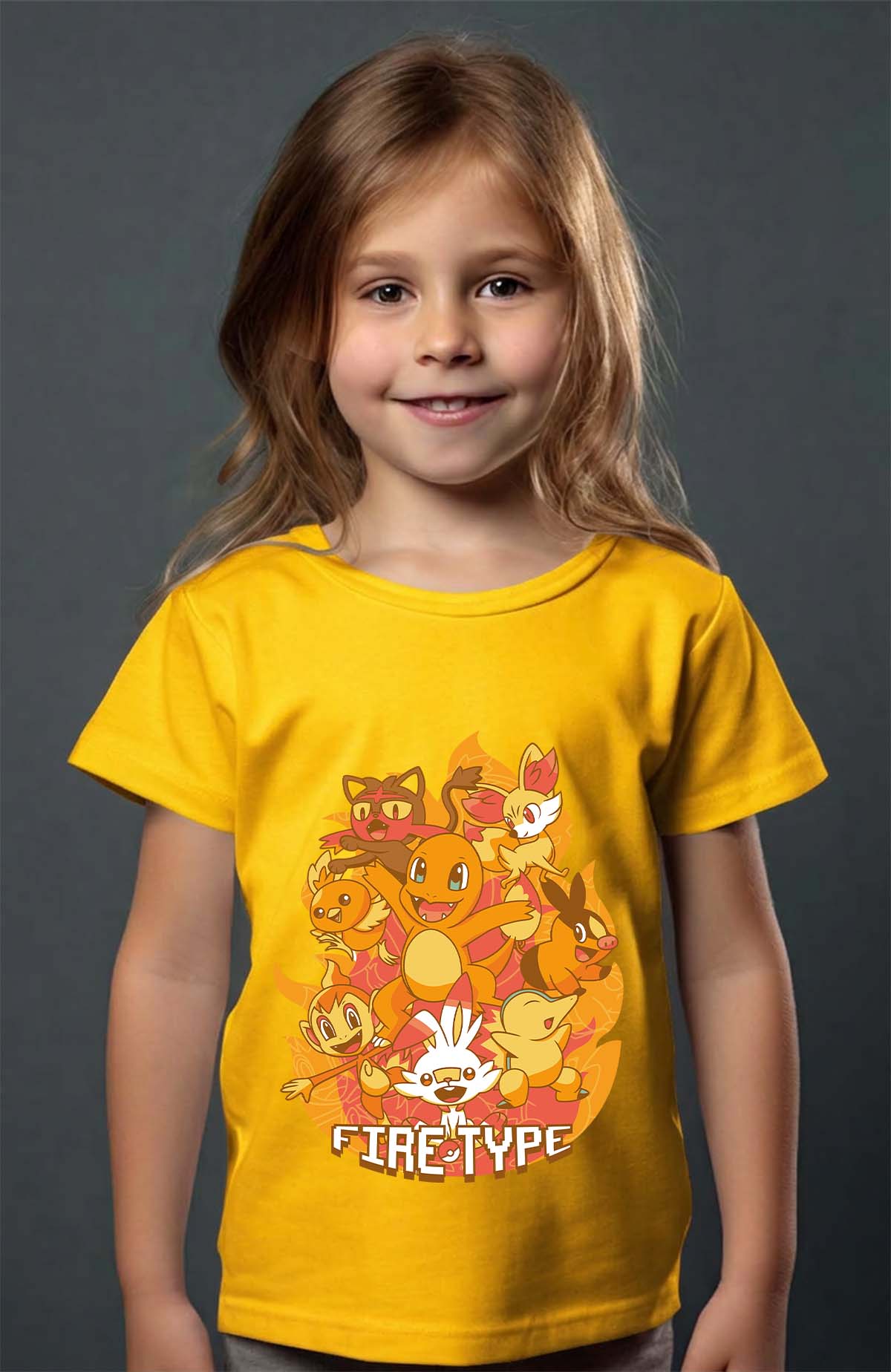 COULEUR:Jaune|T-shirt Fille | Charmander Team Jaune