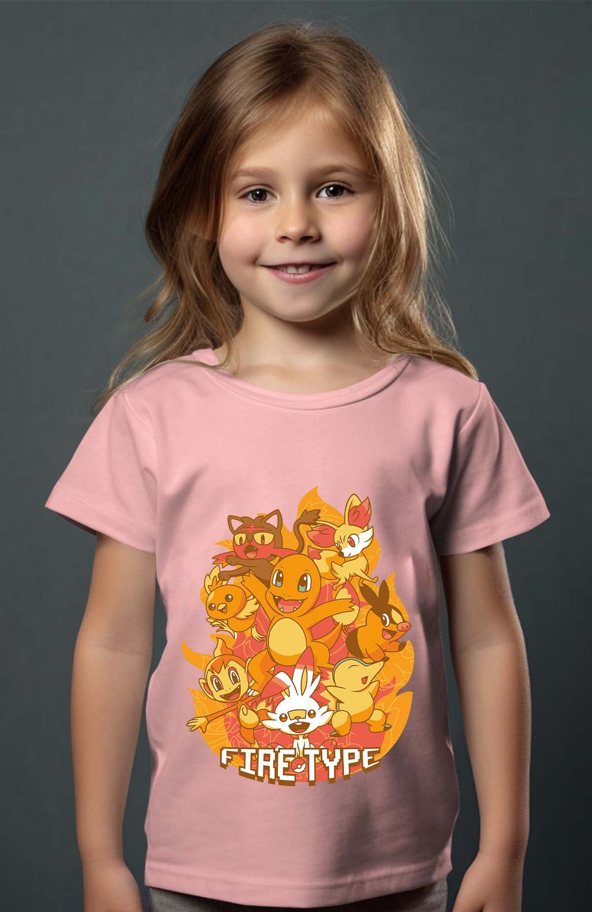 COULEUR:Rose|T-shirt Fille | Charmander Team Rose