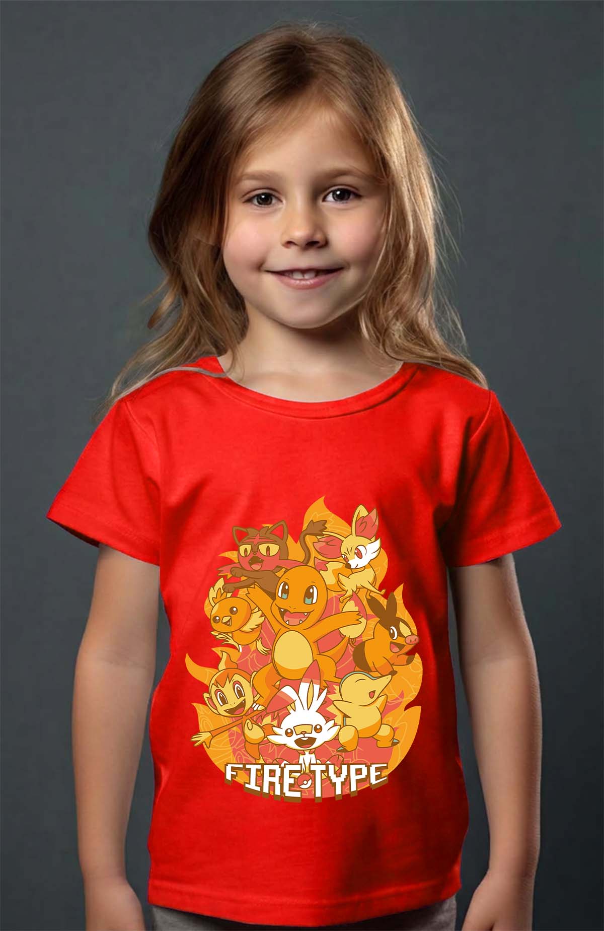 COULEUR:Rouge|T-shirt Fille | Charmander Team Rouge