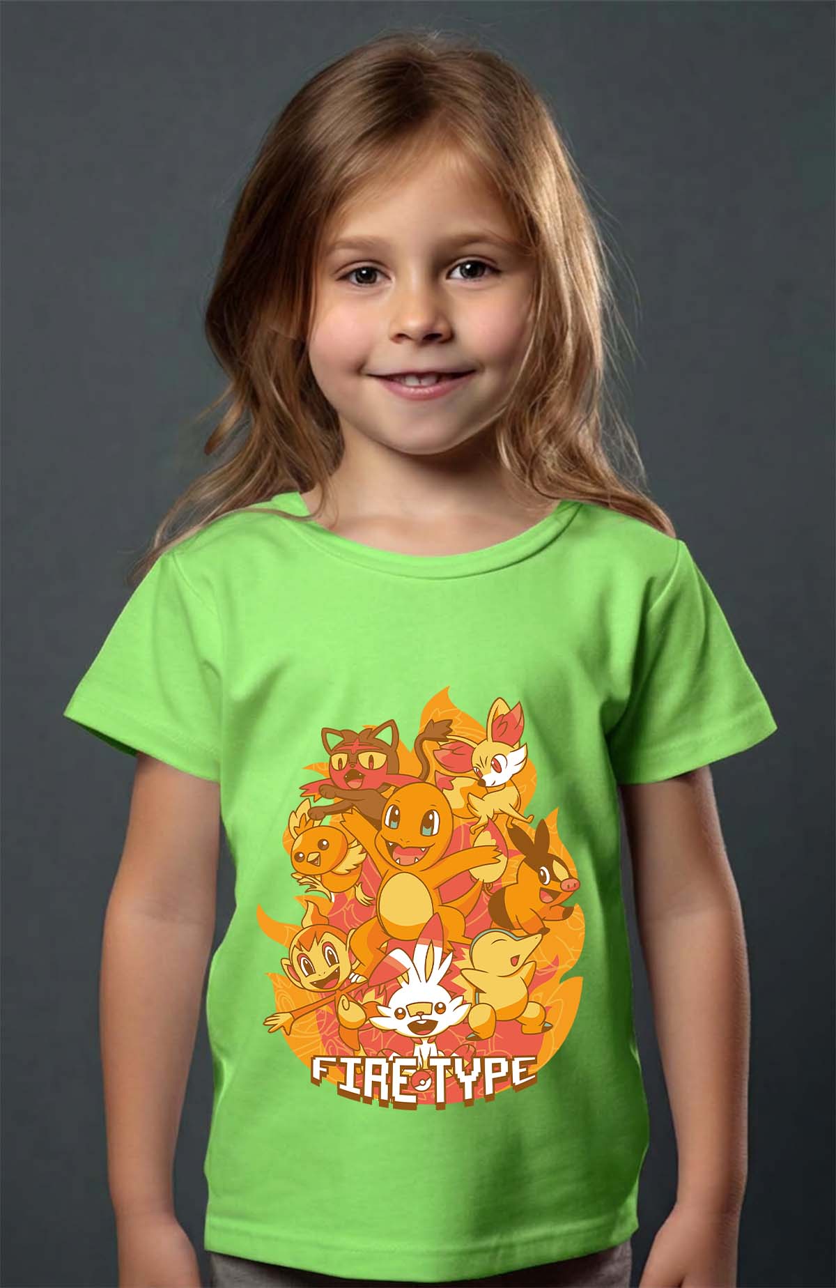 COULEUR:Vert Clair|T-shirt Fille | Charmander Team Vert Clair