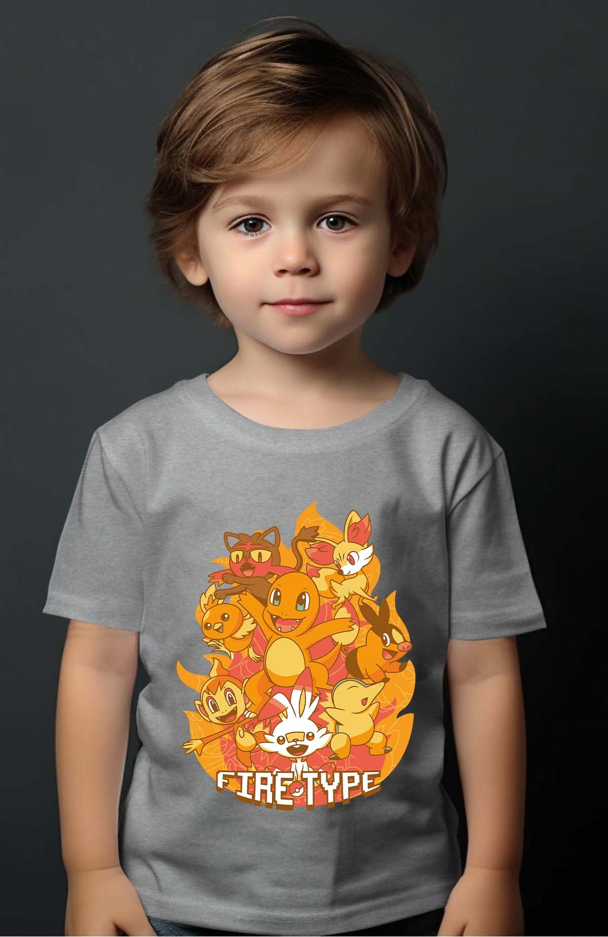 COULEUR:Gris|T-shirt Garçon | Charmander Team Gris