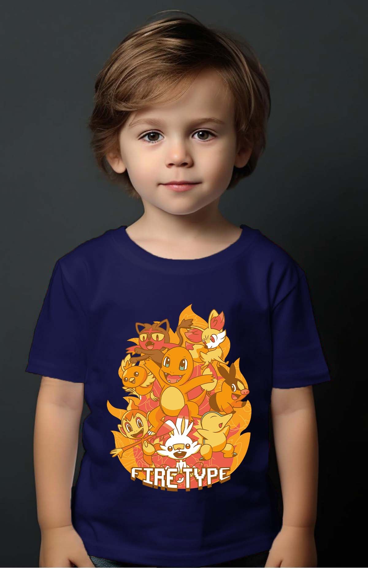 COULEUR:Marine|T-shirt Garçon | Charmander Team Marine