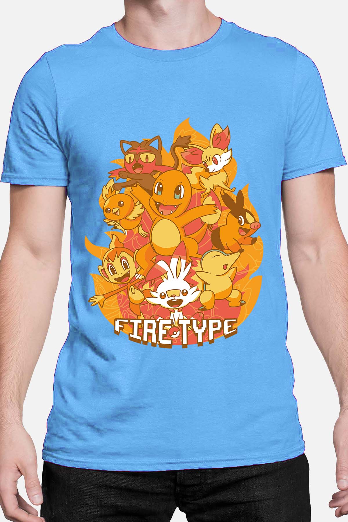 COULEUR:Bleu Ciel|T-shirt Homme | Charmander Team Bleu Ciel