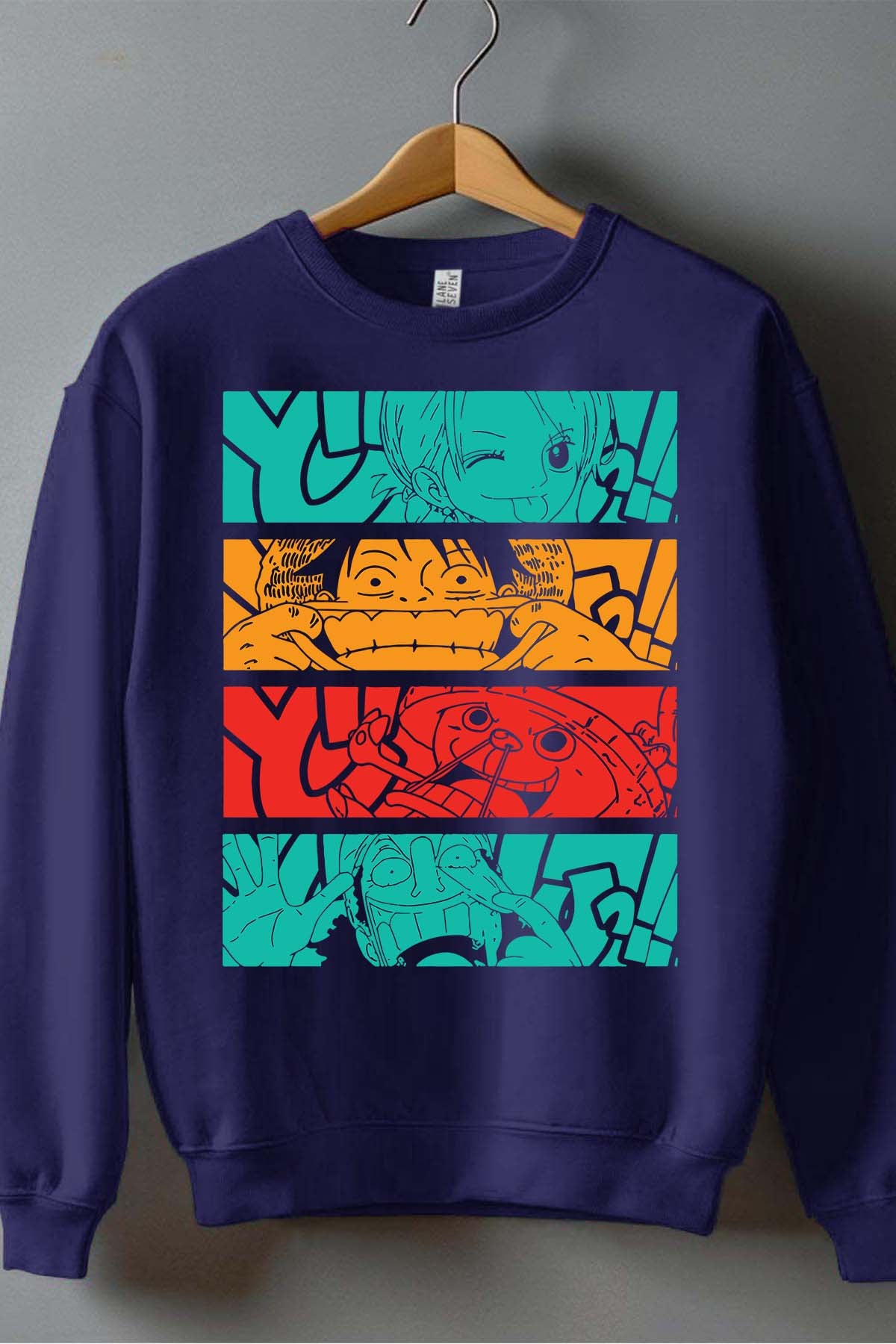 COULEUR:Marine|Sweat Col Rond Homme | Crazy crew Marine