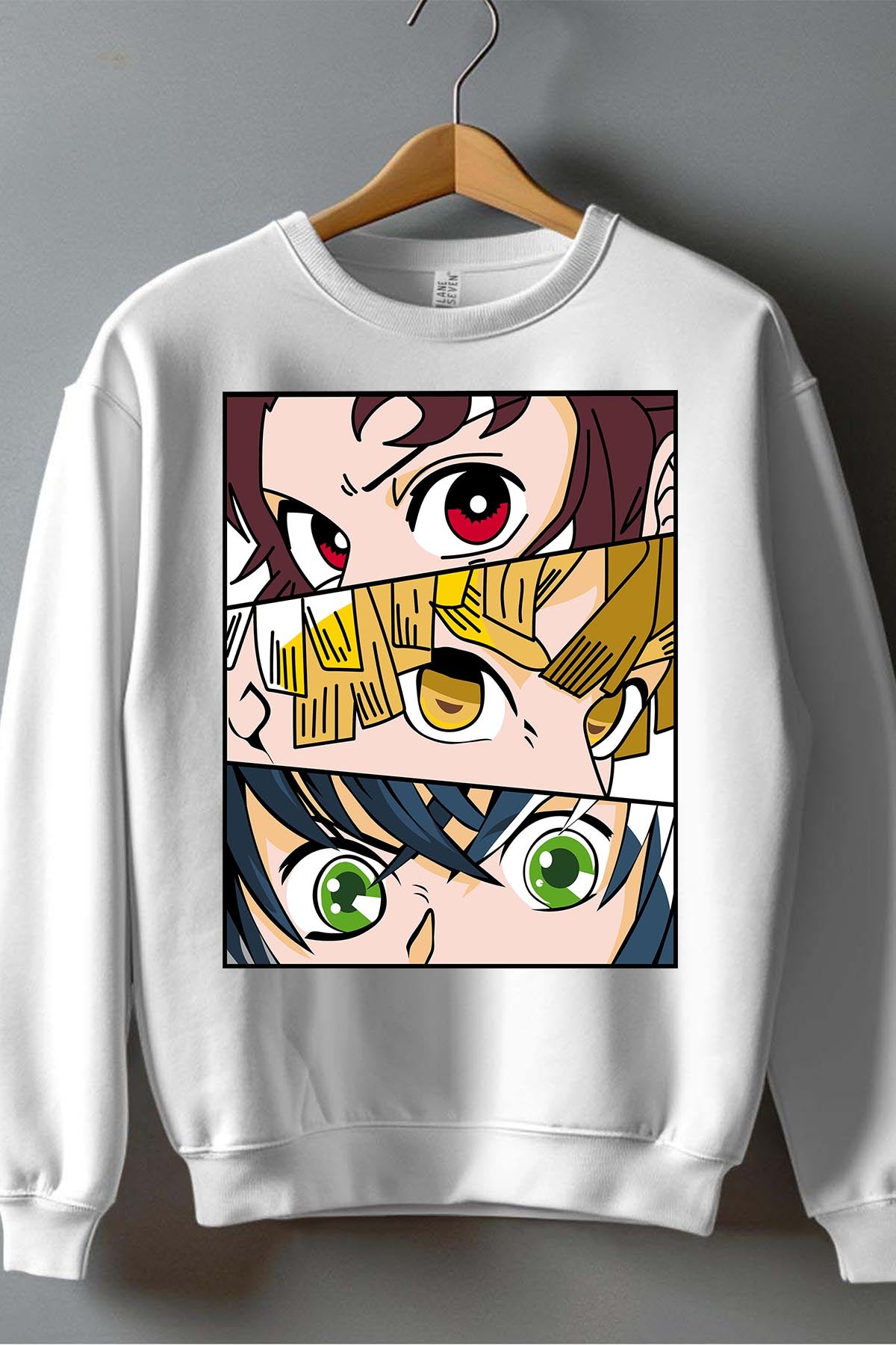 COULEUR:Blanc|Sweat Col Rond Garçon | DEMONS SLAYER 14 Blanc