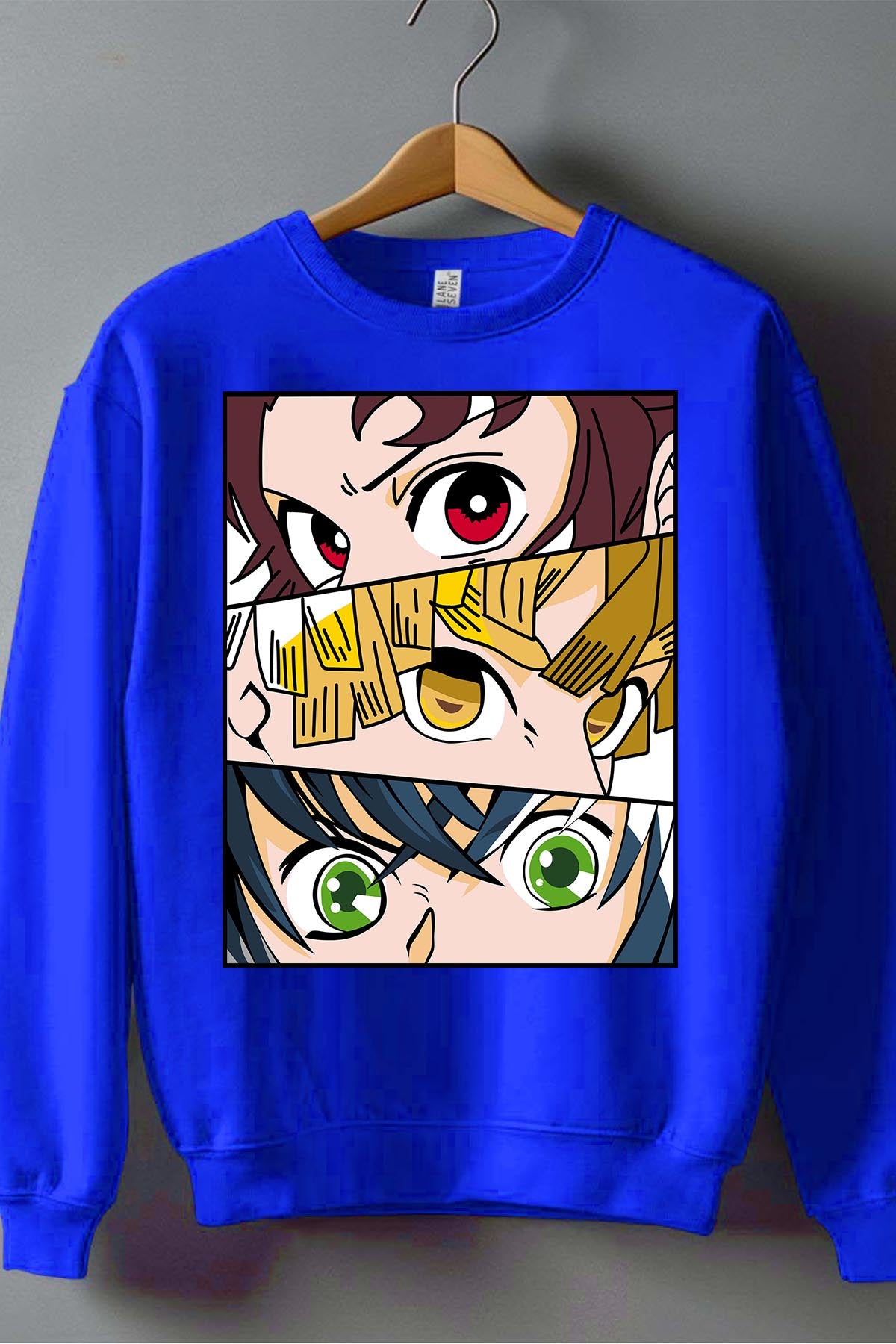 COULEUR:Bleu Roi|Sweat Col Rond Garçon | DEMONS SLAYER 14 Bleu Roi