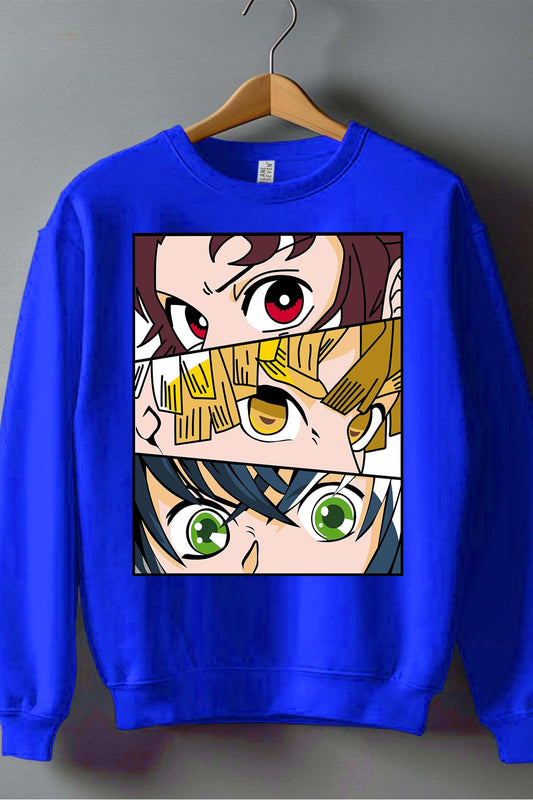 COULEUR:Bleu Roi|Sweat Col Rond Garçon | DEMONS SLAYER 14 Bleu Roi