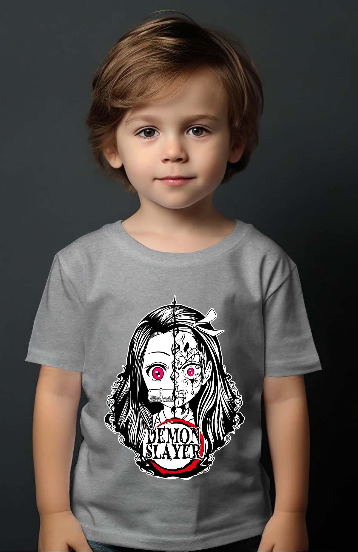 COULEUR:Gris|T-shirt Garçon | DEMONS SLAYER 15 Gris