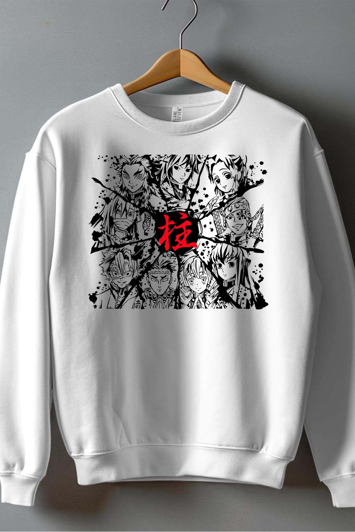 COULEUR:Blanc|Sweat Col Rond Garçon | DEMONS SLAYER 16 Blanc