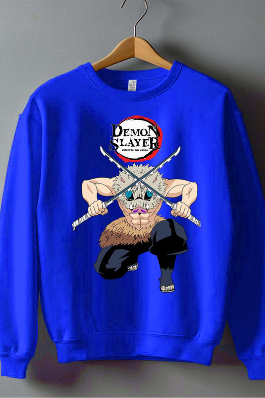 COULEUR:Bleu Roi|Sweat Col Rond Garçon | DEMONS SLAYER 22 Bleu Roi
