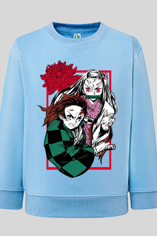 COULEUR:Bleu Ciel|Sweat Col Rond Garçon | DEMONS SLAYER 25 Bleu Ciel