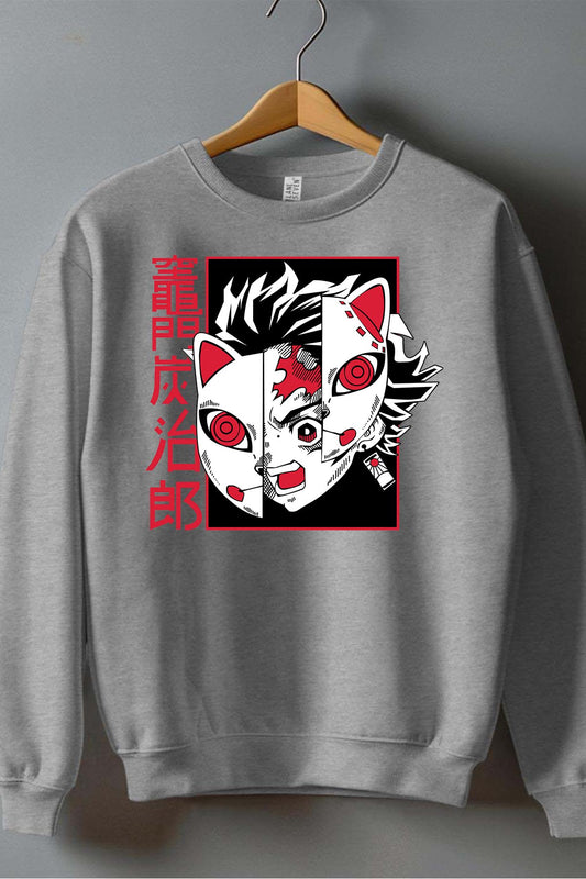 COULEUR:Gris|Sweat Col Rond Garçon | DEMONS SLAYER 26 Gris