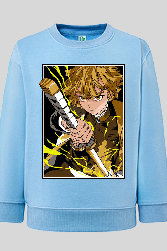 COULEUR:Bleu Ciel|Sweat Col Rond Garçon | DEMONS SLAYER 27 Bleu Ciel