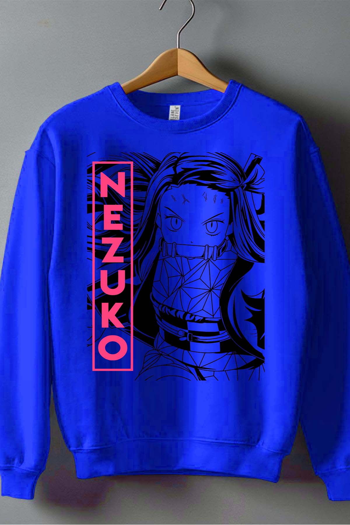 COULEUR:Bleu Roi|Sweat Col Rond Homme | DEMONS SLAYER 30 Bleu Roi