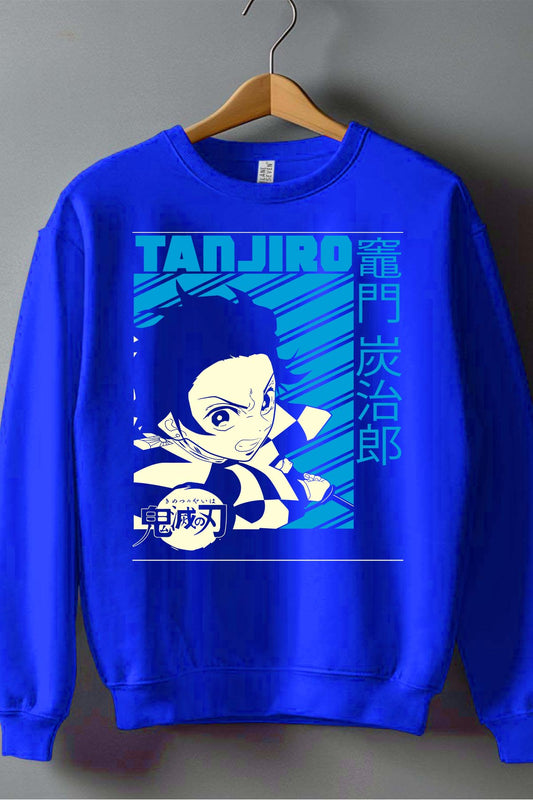COULEUR:Bleu Roi|Sweat Col Rond Garçon | DEMONS SLAYER 34 Bleu Roi