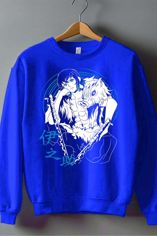 COULEUR:Bleu Roi|Sweat Col Rond Garçon | DEMONS SLAYER 36 Bleu Roi