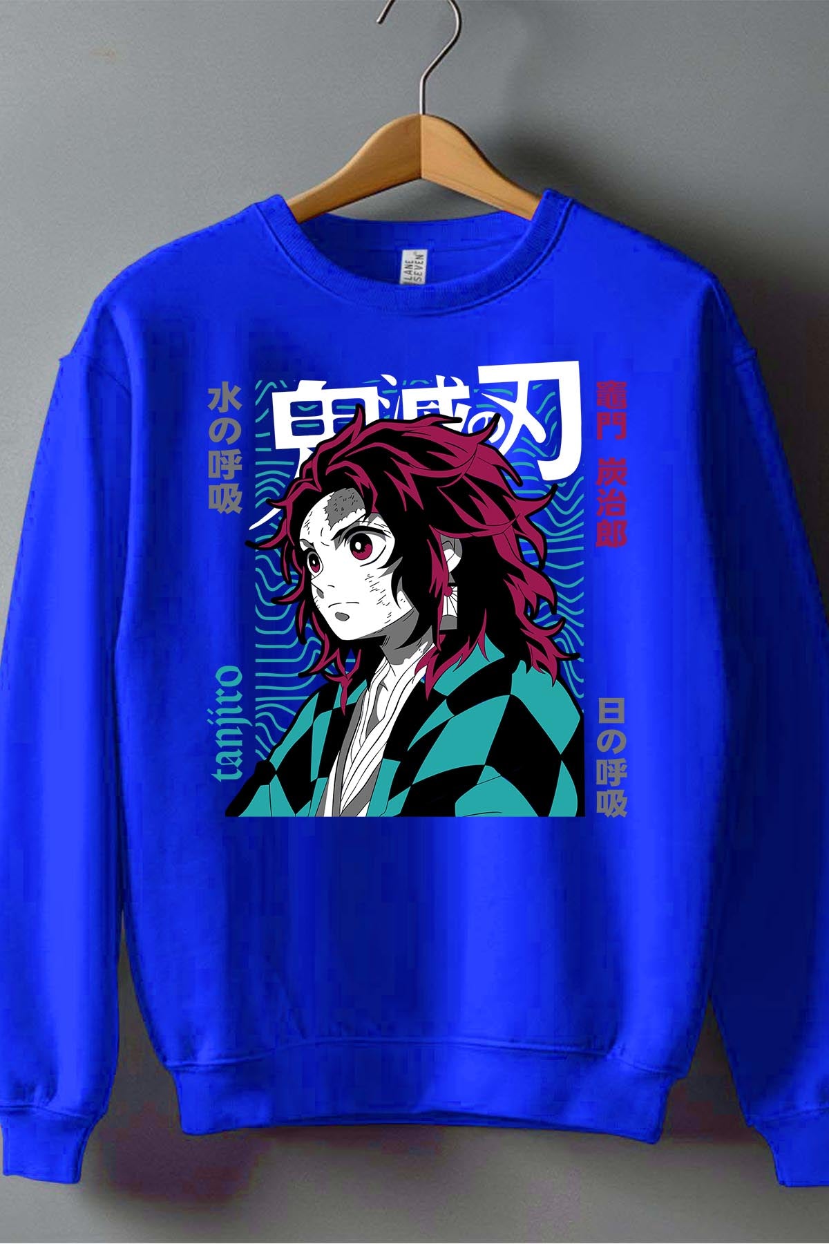 COULEUR:Bleu Roi|Sweat Col Rond Homme | DEMONS SLAYER 37 Bleu Roi